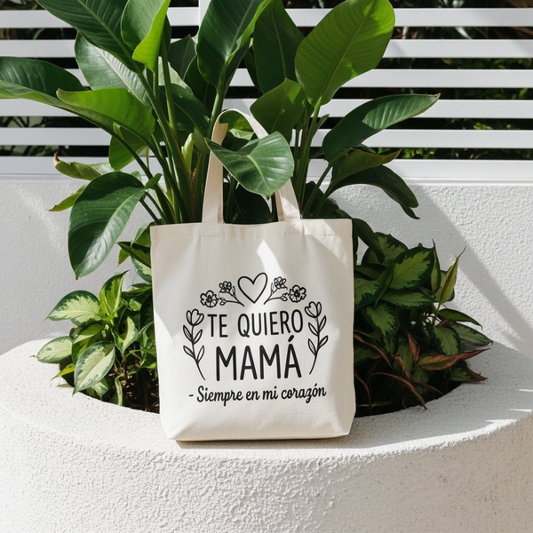 Bolsa Ecológica de Manta "Te Quiero Mamá" 35x40cm - Diseño Floral Premium Mayoreo