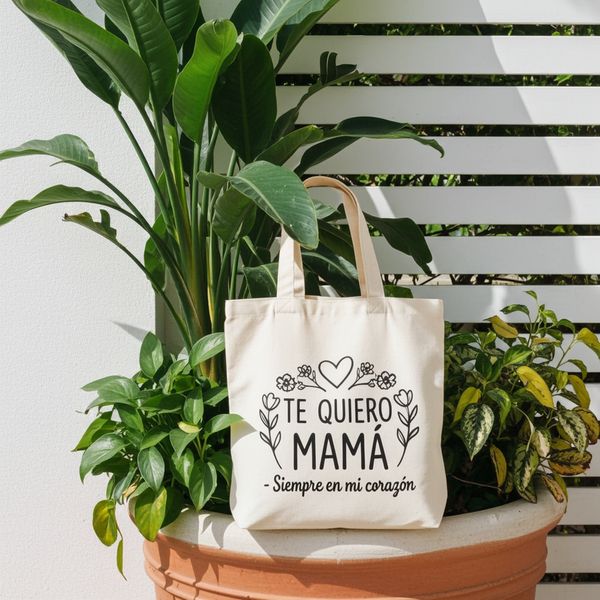 Bolsa Ecológica de Manta "Te Quiero Mamá" 35x40cm - Diseño Floral Premium Mayoreo