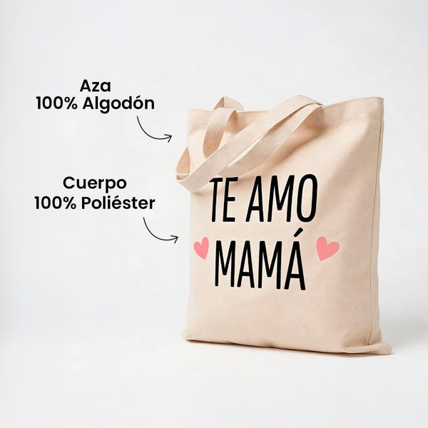 Tote Bag de Manta "Te Amo Mamá" 35x40cm - Paquete de Mayoreo con Envío Gratis a todo México