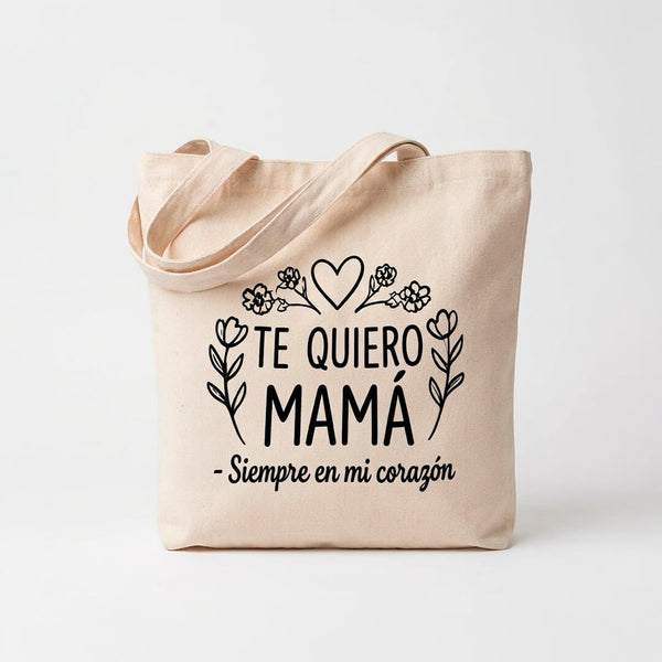 Bolsa Ecológica de Manta "Te Quiero Mamá" 35x40cm - Diseño Floral Premium Mayoreo