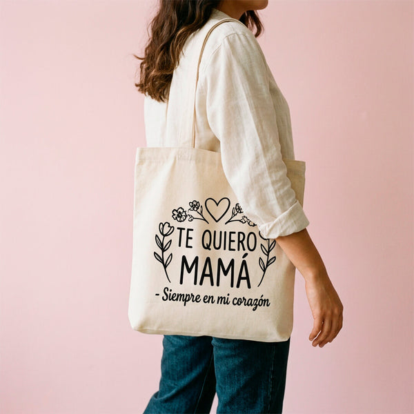 Bolsa Ecológica de Manta "Te Quiero Mamá" 35x40cm - Diseño Floral Premium Mayoreo