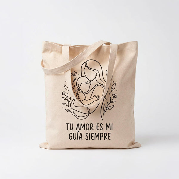 Tote Bag Artística de Manta "Tu Amor es mi Guía" - Algodón 100% Mayoreo Fábrica Directa
